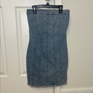 Classic blue strapless denim dress
